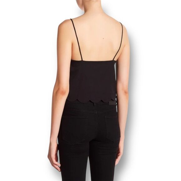 Anthropologie English Factory M Black Cropped Camisole Scallop Hem Minimalist - Picture 2 of 9